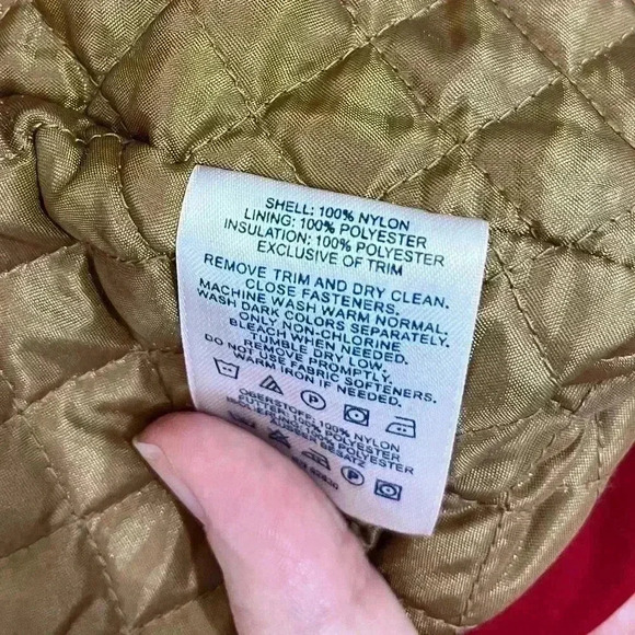 Lands End red puffer winter jacket with pockets & adjustable waist line size S - Picture 12 of 14